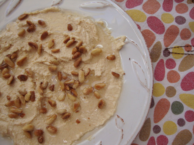 Garlicky Hummus with Toasted Pine Nuts and Olive Oil -- Epicurean Vegan