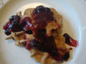Waffles with Blueberry Sauce -- Epicurean Vegan