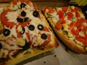 Pesto and Almond Feta Pizza -- Epicurean Vegan