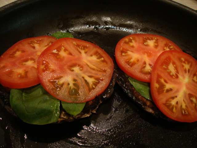 Portobellos with Tomatoes and Truffle Cheeze Sauce -- Epicurean Vegan