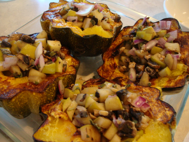 Acorn Squash Stuffed with Apples, Mushrooms and Sage -- Epicurean Vegan