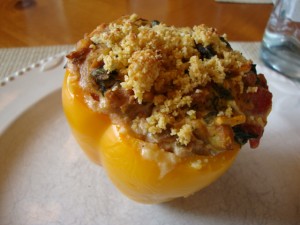 Stuffed Bell Peppers with Field Roast, Ricotta and Spinach -- Epicurean Vegan