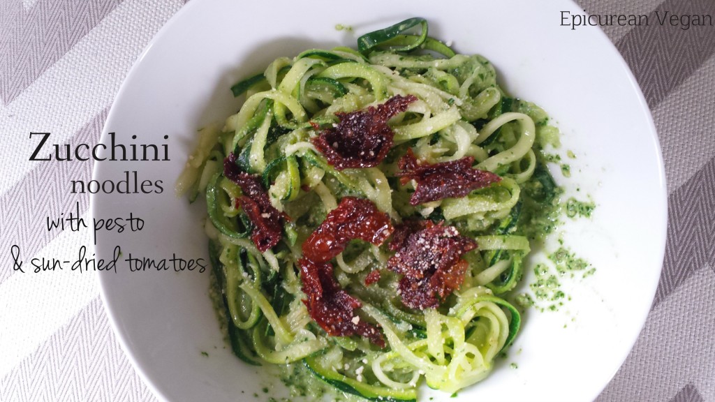 Zucchini Noodles with Pesto & Sun-dried Tomatoes -- Epicurean Vegan